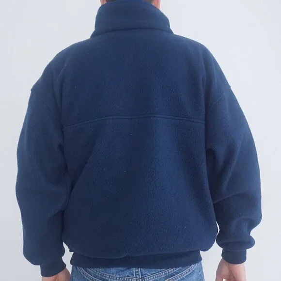 Vintage '90S Arctic Image Navy Lexington Fleece Quarter Button Pullover Sweater - Picture 3 of 11
